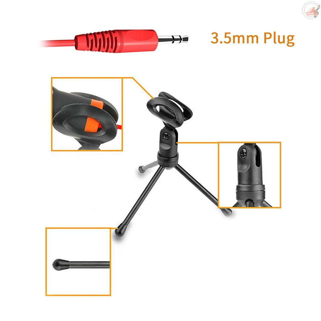 ✍H H✔Micro thu âm giắc cắm 3.5mm kèm giá đỡ ba chân cho máy tính để bàn/Laptop | BigBuy360 - bigbuy360.vn