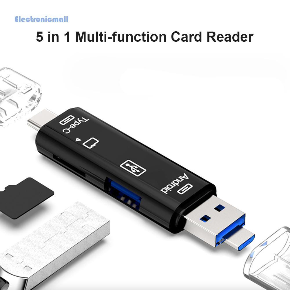 ElectronicMall01 5 in 1 Multifunction Portable Usb 3.0 Type C/USB /Micro USB/TF Card Reader OTG Card Reader Adapter