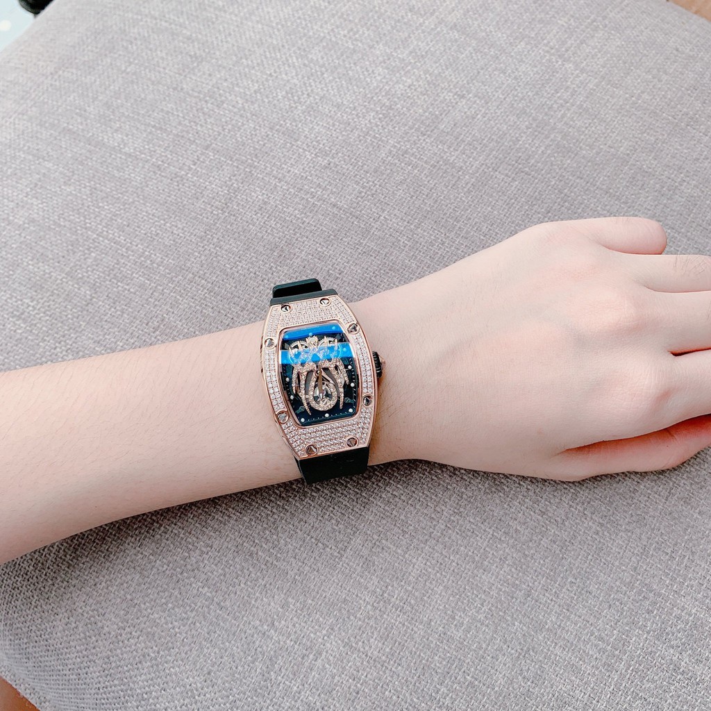 Đồng hồ nữ chính hãng Hanboro- Máy Quartz pin - Kính khoáng - Dây cao su