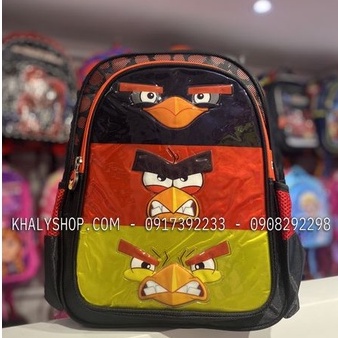 Balo trẻ em 15'' hình Angry Bird 3 sọc ngang màu đỏ vàng phối đen dành cho học sinh, bé trai - BLAB15 (32x16x38cm)