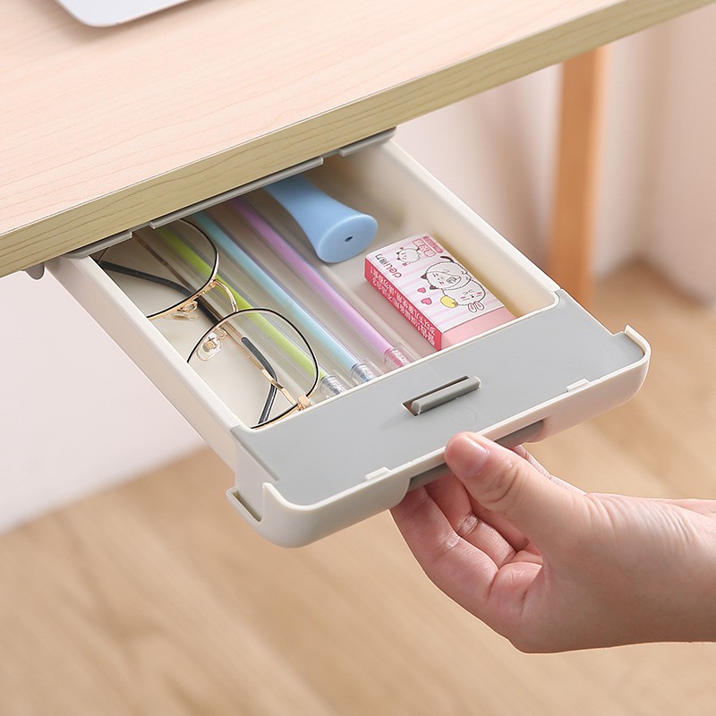 Hộc Ngăn Kéo Bàn Mini Có Keo Dán Để Văn Phòng Phẩm, Lưu Trữ Đồ Tiện Ích