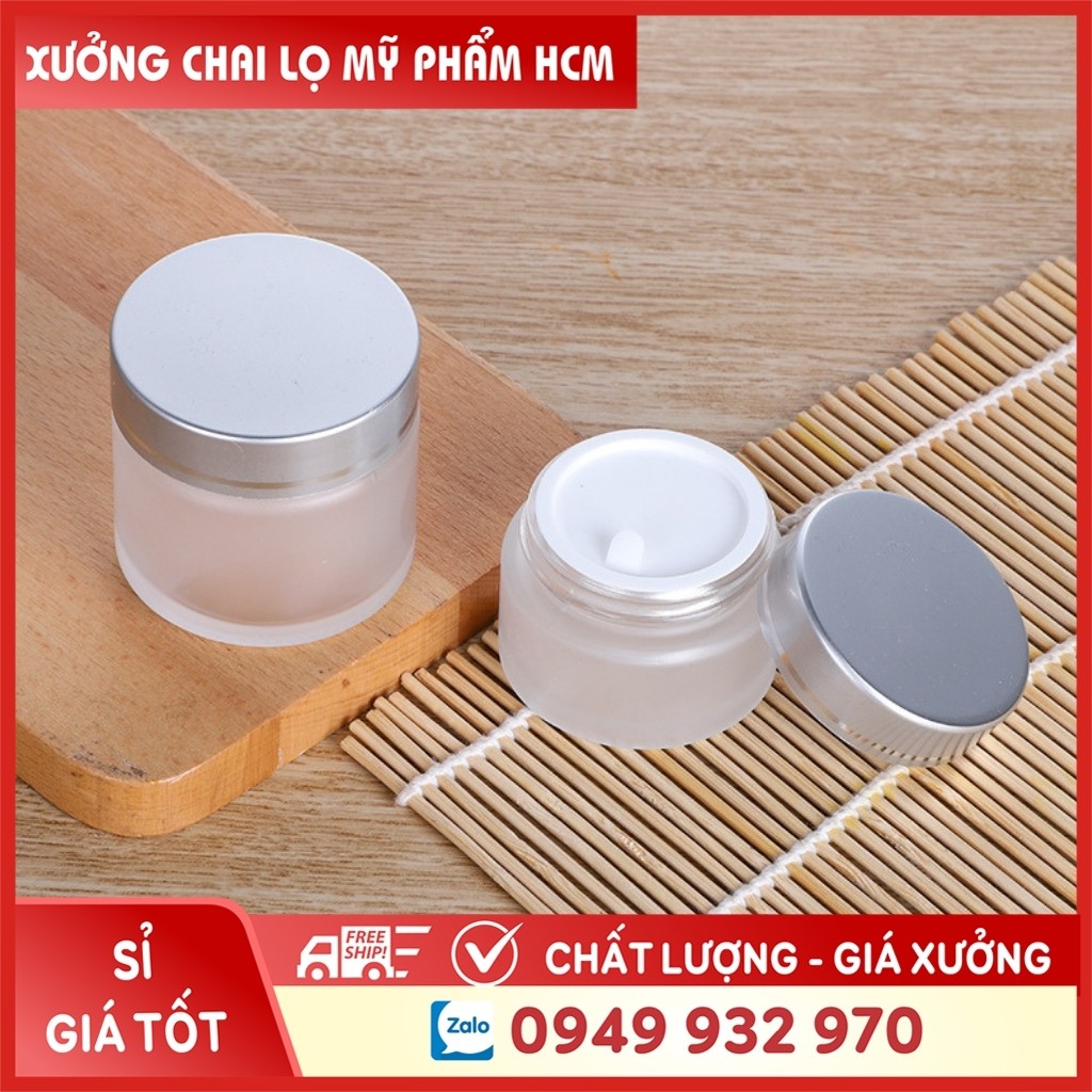 Hủ Đựng Kem 🏵️ Hũ Chiết Mỹ Phẩm Thủy Tinh Mờ Nắp Bạc 5g/10g/15g/20g Thiết Kế Nhỏ Gọn, Sang Trọng Chuyên Dùng Spa