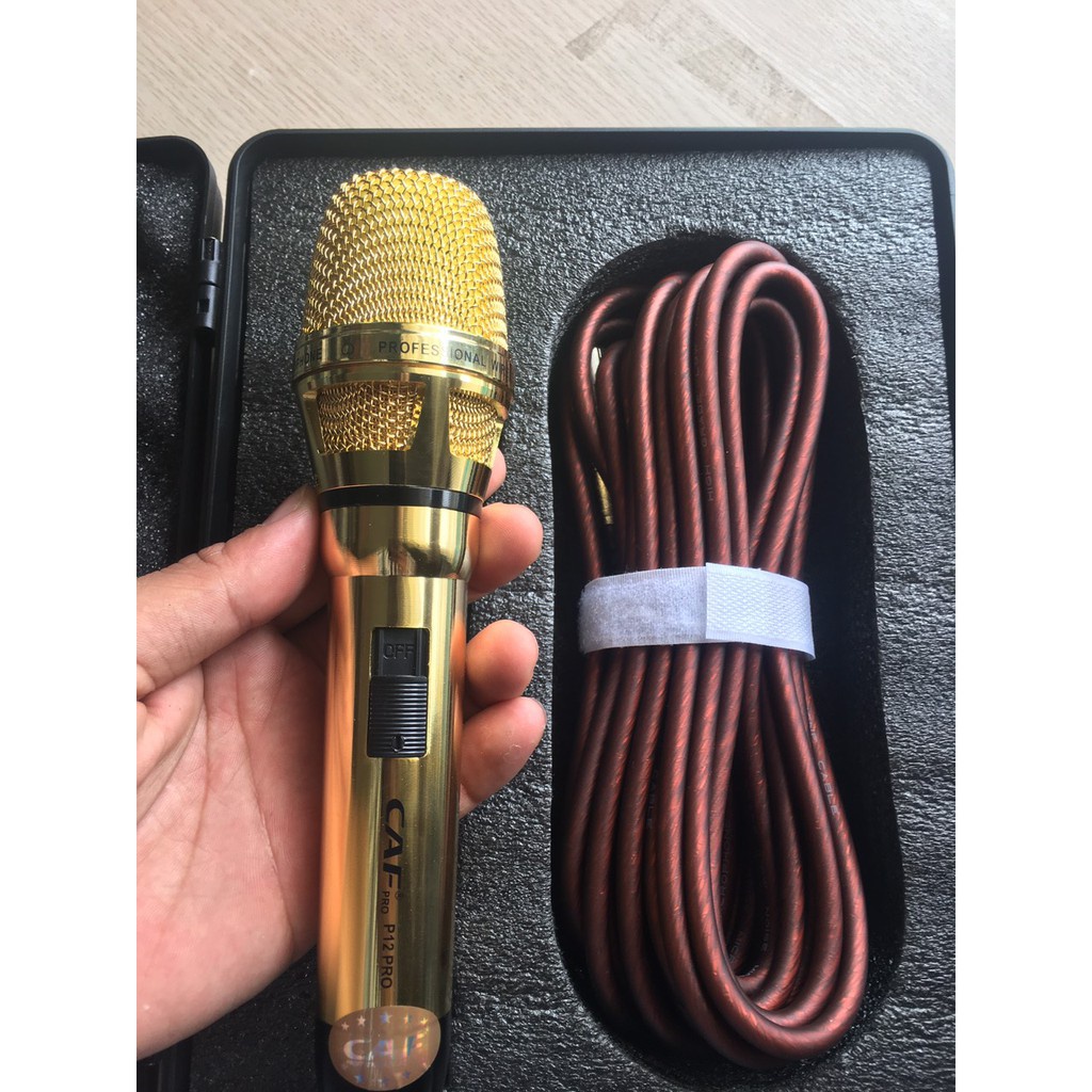 Micro karaoke có dây CAF P12 làm bằng kim loai chống va đập méo mó, phòng karaoke, dành cho hệ thống âm thanh gia đình