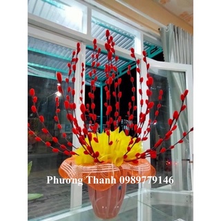 sét nguyên liệu 100 cành nụ tầm xuân 80cm+phụ kiện trang trí