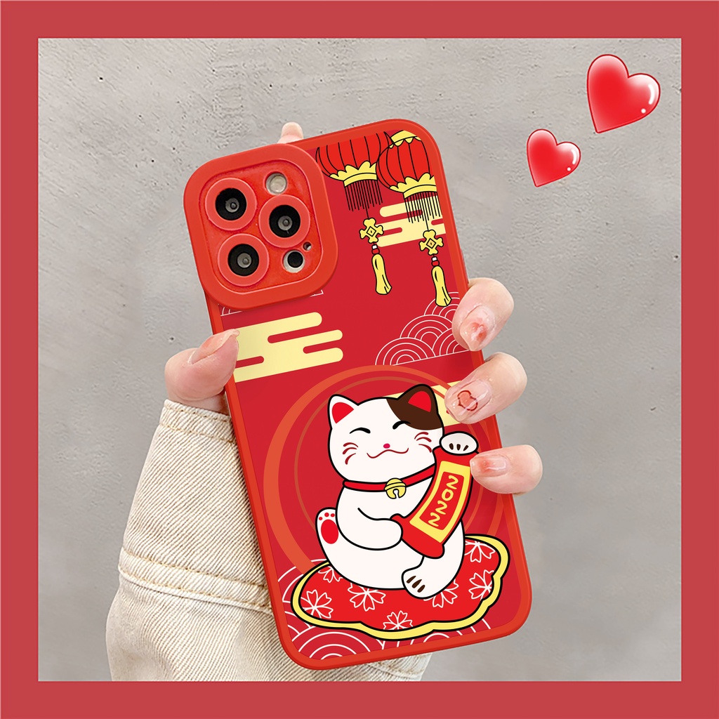 Ốp lưng iphone Mèo năm mới cạnh vuông 6/6plus/6s/6splus/7/7plus/8/8plus/x/xs/11/12/13/14/pro/max/promax/plus/shin/case