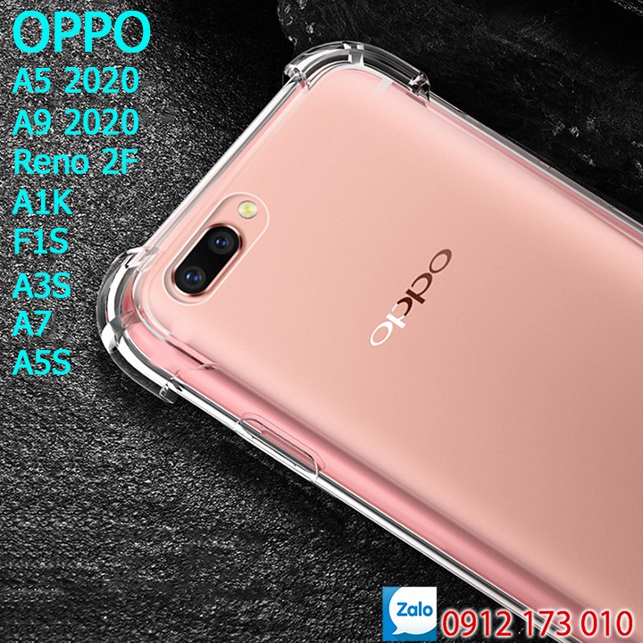 Ốp lưng OPPO F1S, A3S. A5S, A7, A5, A9 2020,, A1K, Reno 2F... nhựa dẻo chống sốc- Trong suốt