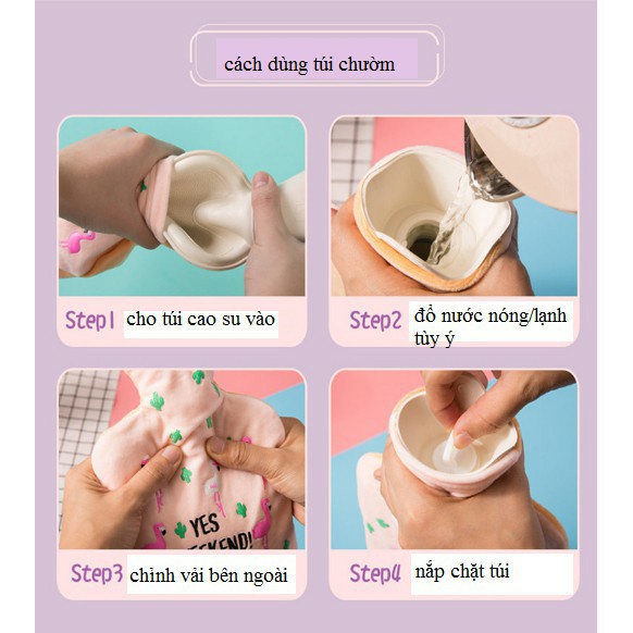 [Túi vải nhung] Túi giữ nhiệt vải nhung cao cấp siêu mềm cầm tay chườm nóng lạnh giữ ấm lâu thiết kế dễ thương