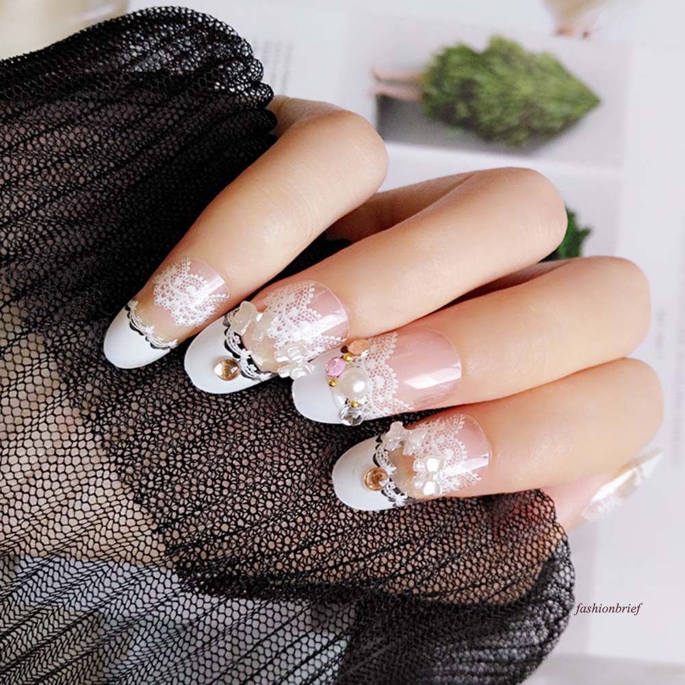 [Hàng mới về] Set 24 Móng Tay Giả 3d Trong Suốt Kèm Keo Dán Cho Nữ