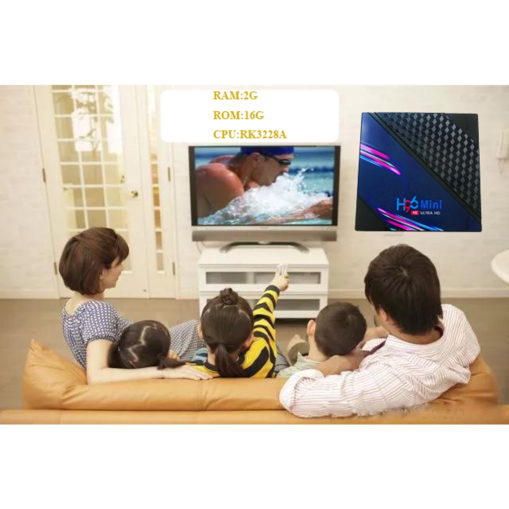 Android Tivi Box h96mini H96 MINI - Android 10 Ram 2 Rom 16GB - được cài đặt sẵn ứng dụng TV miễn phí