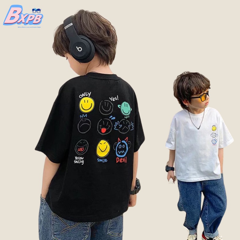 Áo thun BXPB cotton tay ngắn in họa tiết thời trang mùa hè cho bé trai 3-15 tuổi
