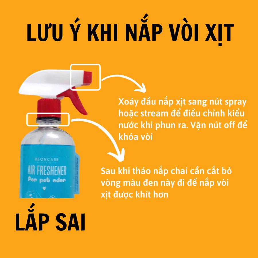 Xịt khử mùi nước tiểu chó mèo, khử mùi chậu cát, khử mùi khay vệ sinh, khử mùi vệ sinh cho pet, Beoncare Holapets