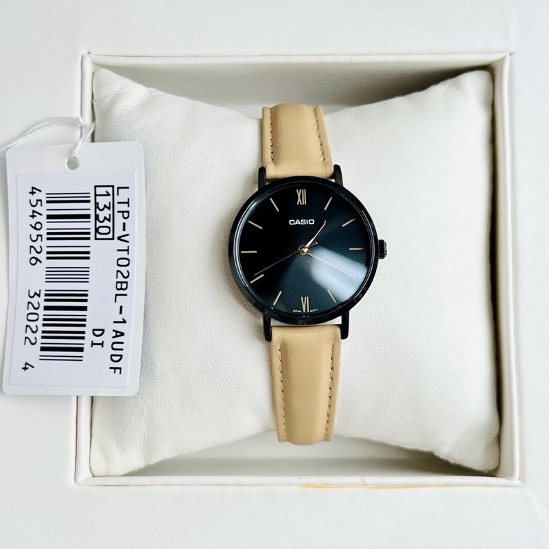 Đồng hồ nữ dây da Casio LTP VT02BL