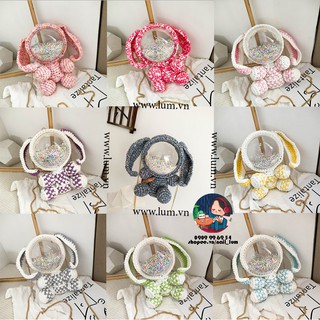 [CÓ SẴN HÀNG] Balo Túi Gấu Thỏ Tự Đan Trong Suốt Tiktok - Mẫu Vải Hoa