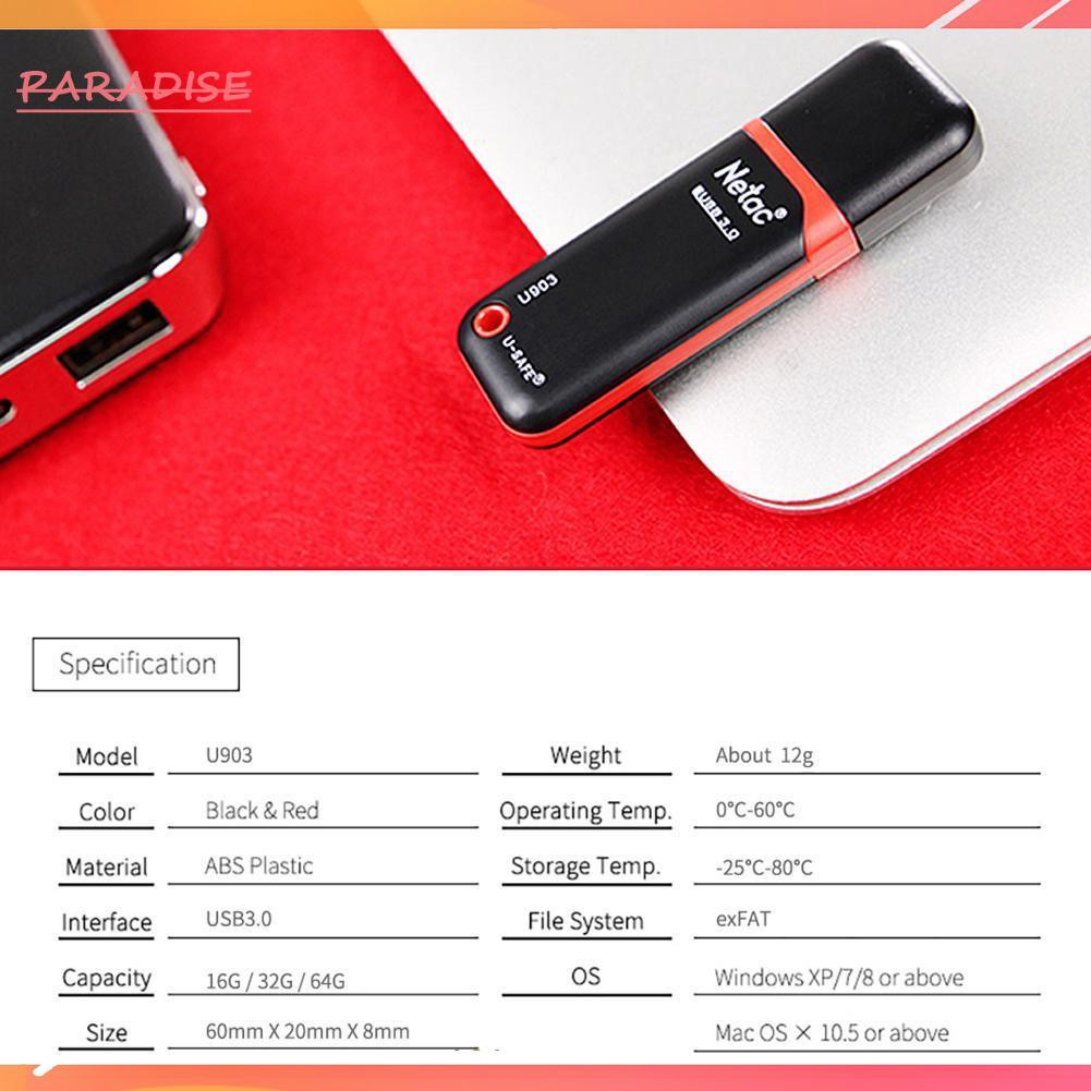 Paradise1 Netac Flash Drive Plastic Pendrive High Speed USB3.0 Memory Stick U Disk | BigBuy360 - bigbuy360.vn
