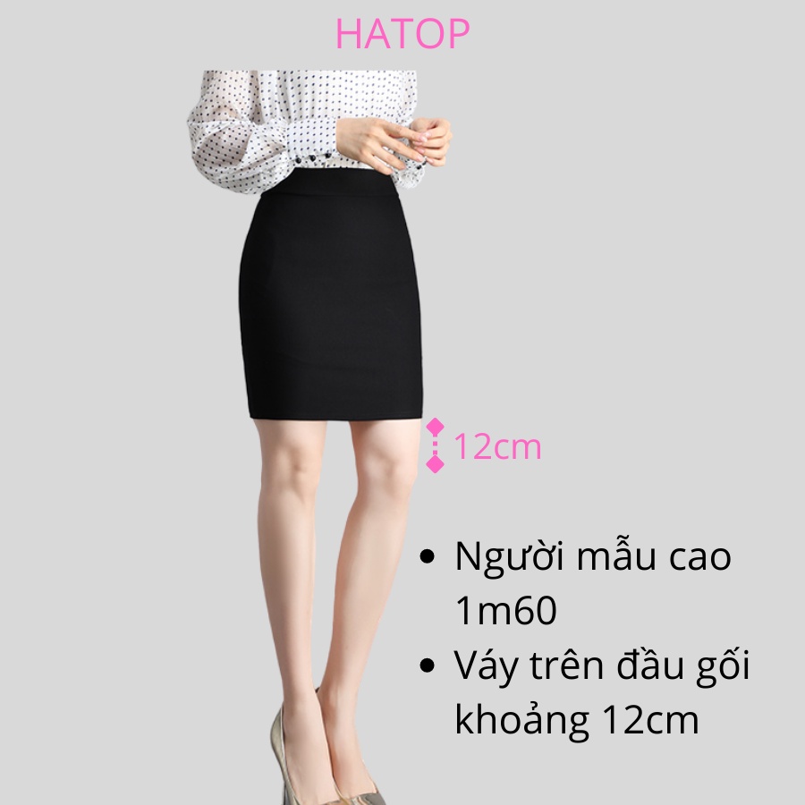 Chân váy công sở ôm HATOP xẻ sau thiết kế cơ bản vải tuyết mưa loại 1 màu đen có túi 2 bên CVOD008