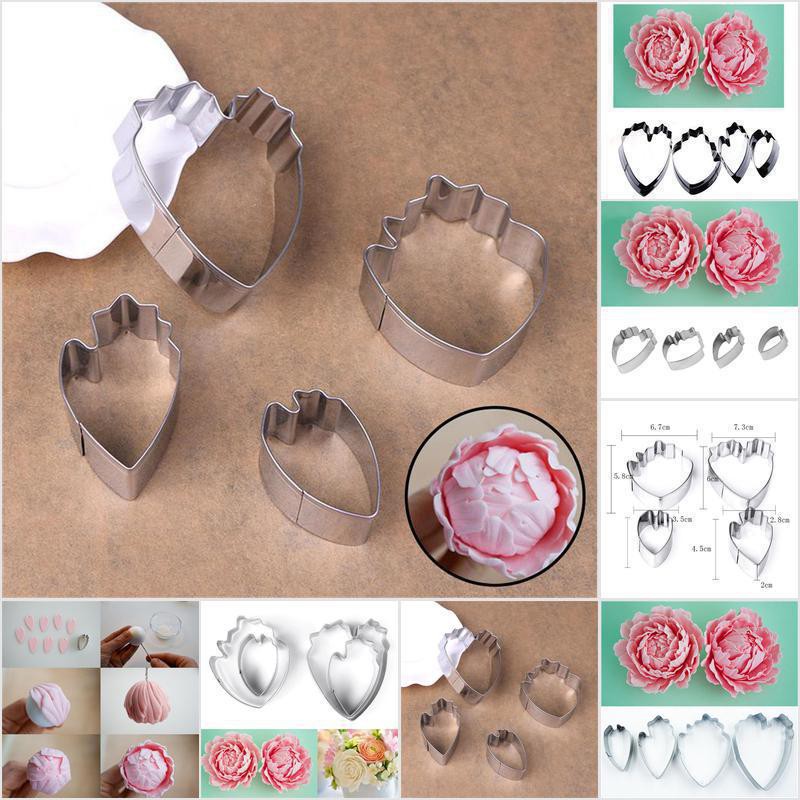 Set 4 Khuôn Nhấn Bánh Hình Hoa Mẫu Đơn