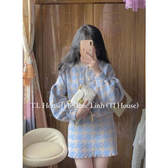Set bố dạ ziczac xanh ( kèm ảnh thật )