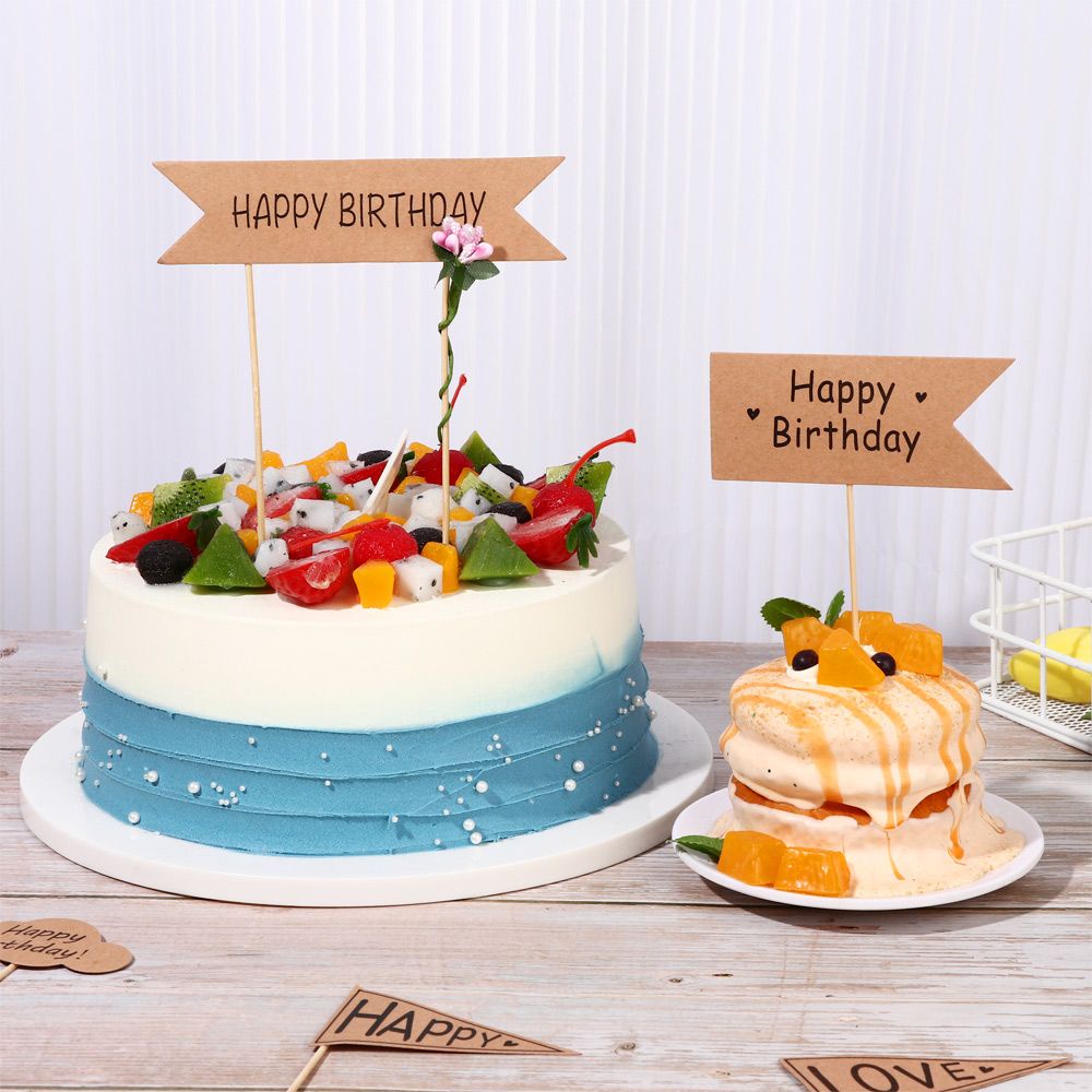 Set 6 Thẻ Giấy Trang Trí Bánh Kem Sinh Nhật DIY