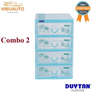 Combo 2 Tủ Nhựa Đựng Trang Sức, Phụ Kiện A4 - 4 ngăn nắp bằng Duy Tân (26 x 34.2 x 41cm) No. 343/4