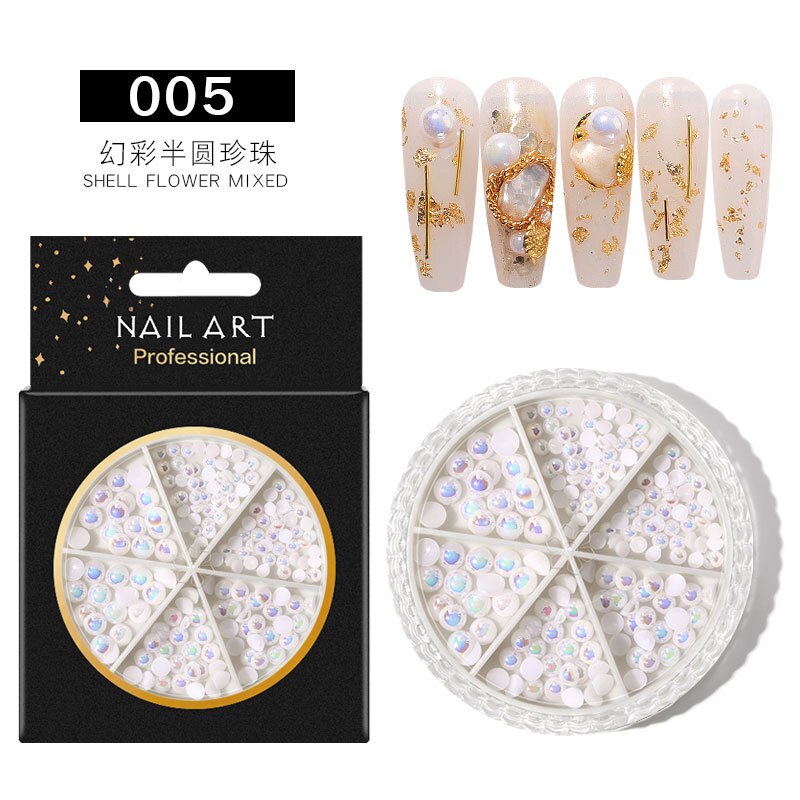 Phụ kiện SUAKE đá AB 3D ngọc trai hình hoa sang trọng lấp lánh dùng trang trí móng DIY