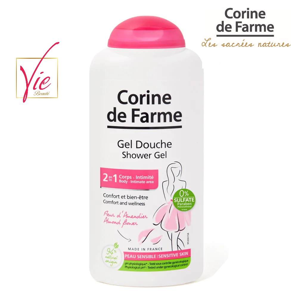 Sữa tắm Corine de Farme Intimate Gel Douche Shower Gel 2 in 1 250ml dùng cho body và vùng kín