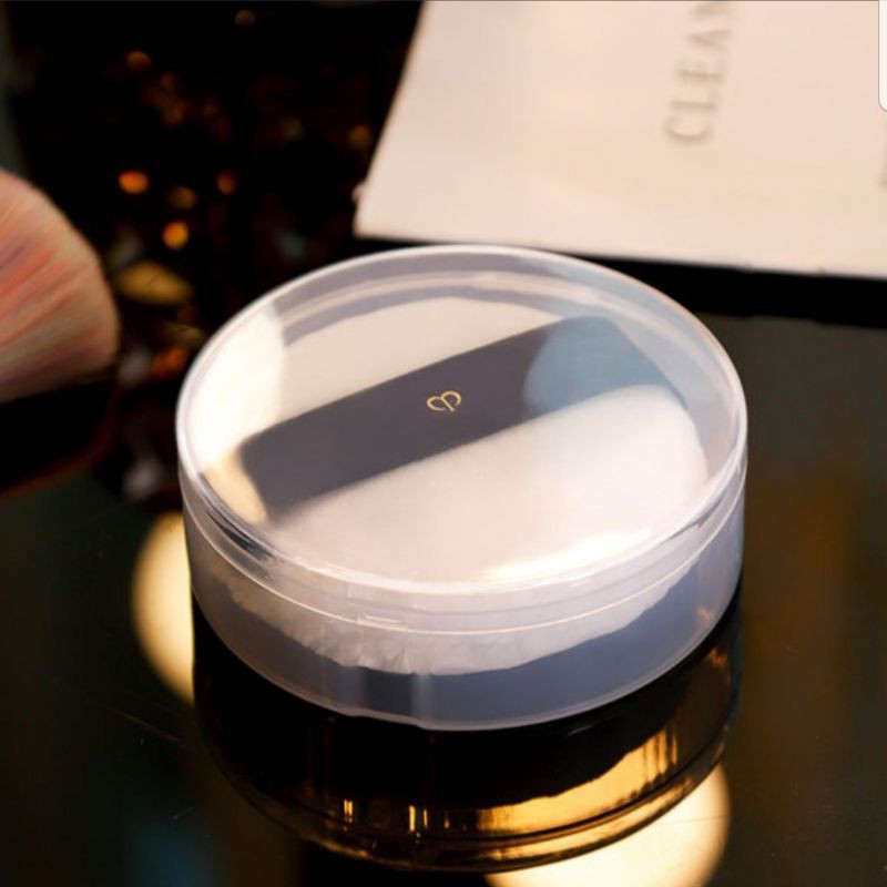 Hộp nhựa tròn để bông trang điểm