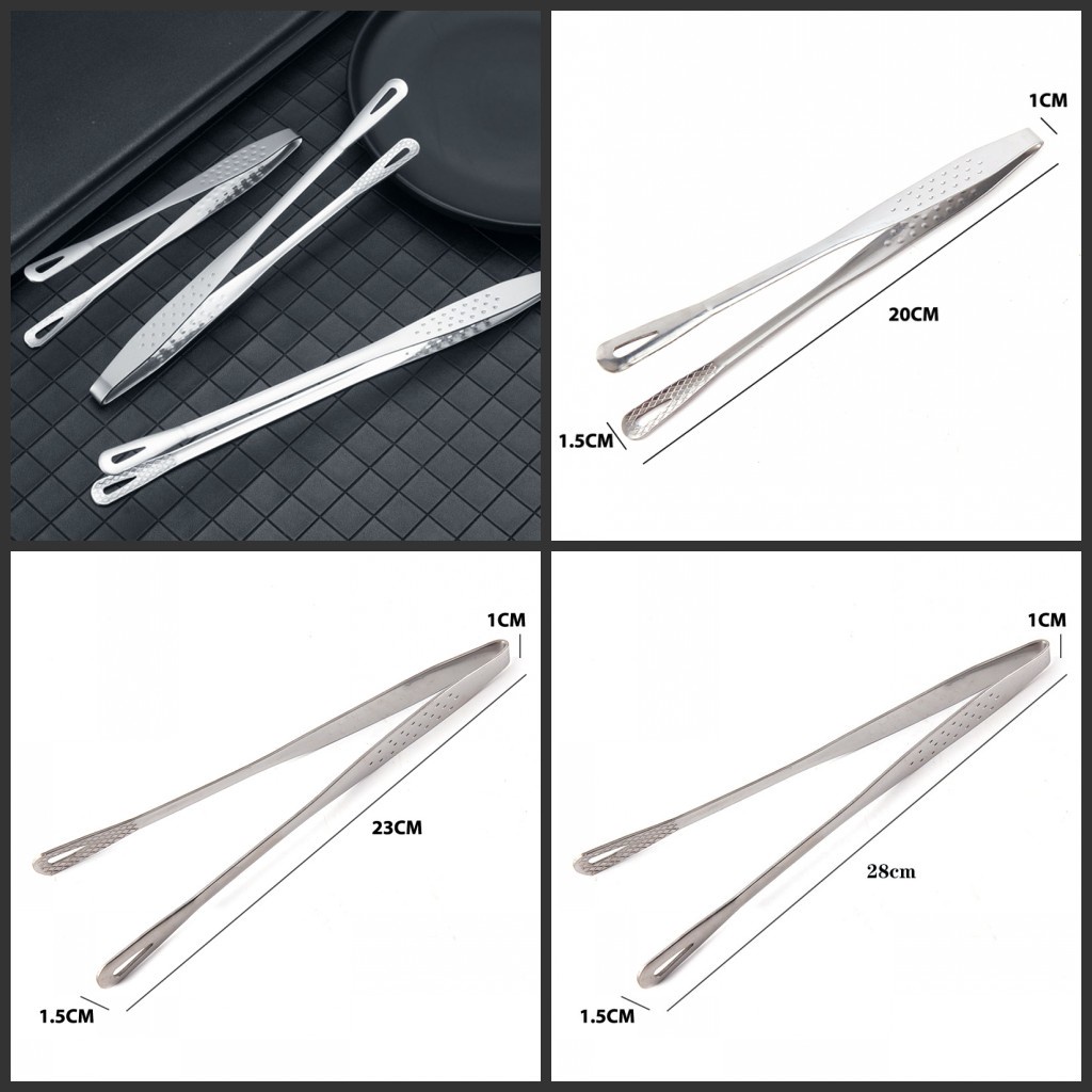 1 Kẹp Gắp Thức Ăn Cán Dài Chống Trượt Bằng Thép Không Gỉ