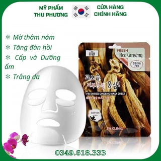 10 Mặt nạ Hàn Quốc nhân sâm đỏ mỹ phẩm chăm sóc da chính hãng 3W Clinic Fresh red gingseng mask