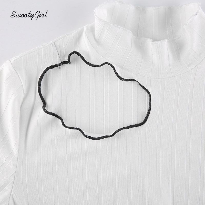 Áo Croptop Tay Dài Cổ Tròn Màu Sắc Tương Phản Thời Trang Dành Cho Nữ