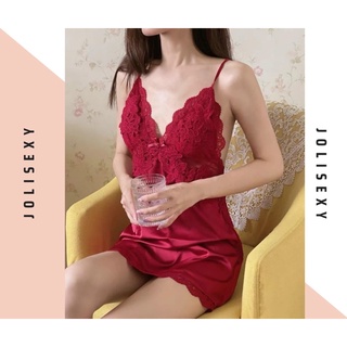 Váy Ngủ Lụa Cao Cấp JOLISEXY có đệm ngực dây lưng chéo
