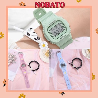 Đồng hồ điện tử nam nữ Aosun dây hoạ tiết hoa cúc cực xinh DH106