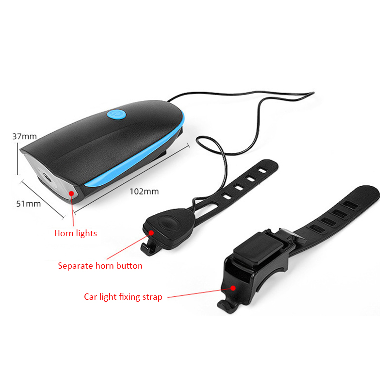 Đèn LED chiếu sáng phía trước xe đạp kèm còi 250 Lumens sạc USB tiện dụng