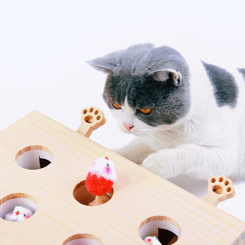 1 chuột gỗ đồ chơi cho mèo cưng