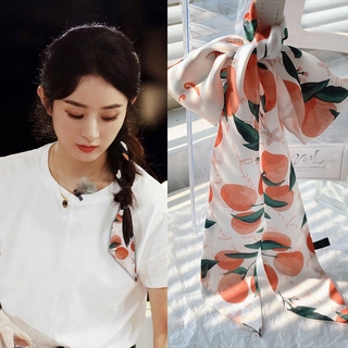 Khăn lụa buộc tóc họa tiết hoa dễ thương
