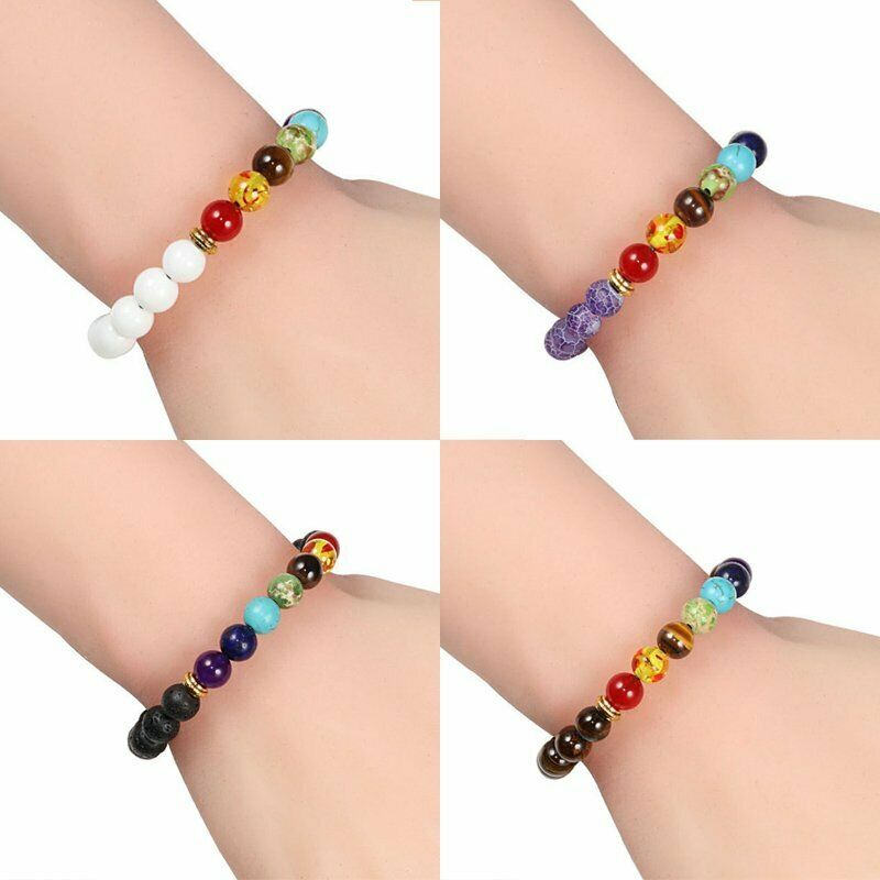 Vòng Tay Chuỗi Hạt Đá Chakra Tự Nhiên 7 Sợi Có Thể Điều Chỉnh Cho Nam Và Nữ