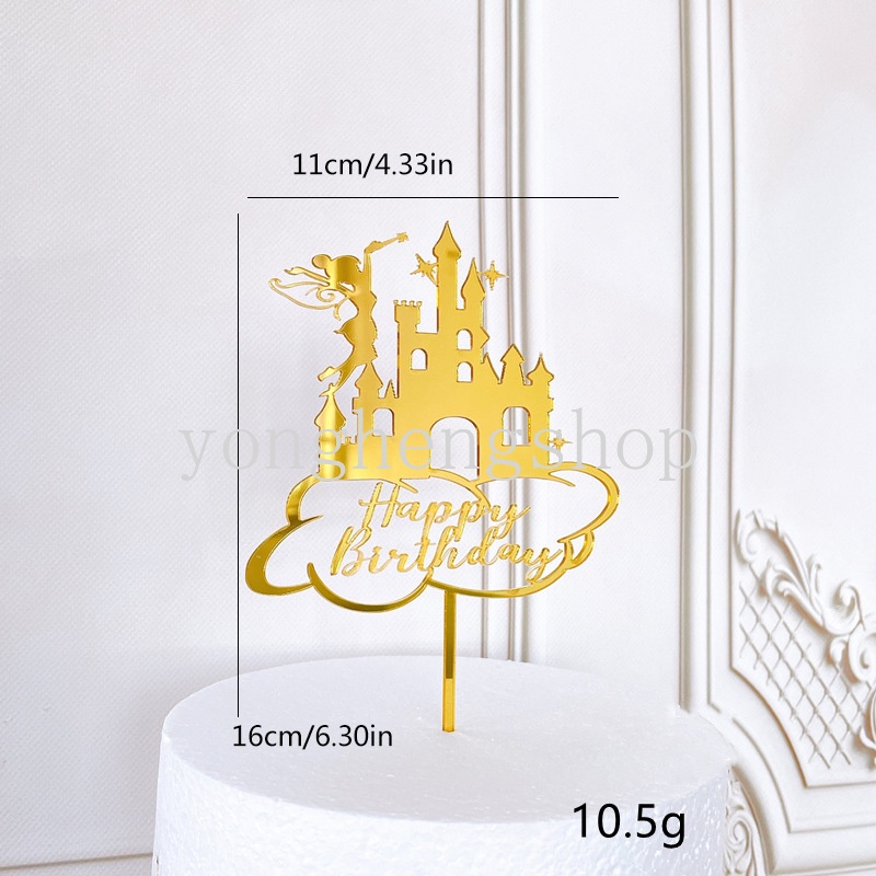 Topper Cắm Trang Trí Bánh Kem Sinh Nhật Hình Lâu Đài Tuyết Bằng Acrylic