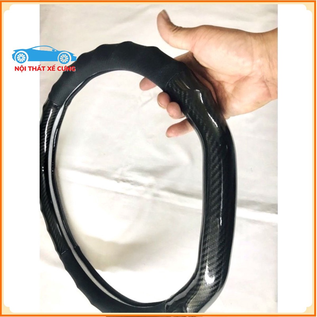Bọc vô lăng carbon chữ D cut cho xe elantra, kia , Seltos, Suzuki XL7 hàng chuẩn loại 1
