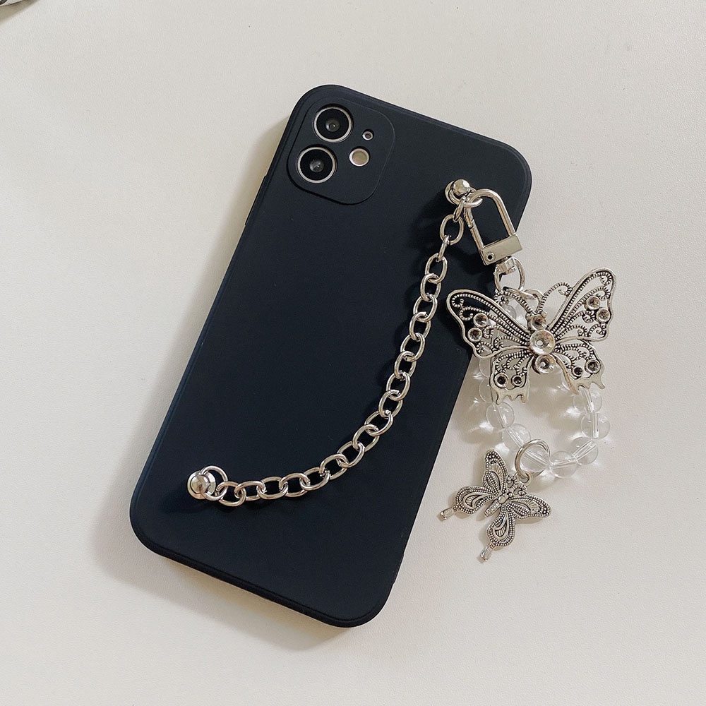 Ốp Điện Thoại Chống Sốc Hình Bướm Có Dây Đeo Cho Iphone 13 12 11 Pro Max 7 8 Plus XR XS Max SE 2020