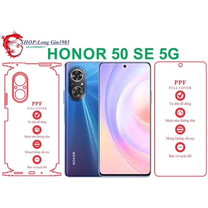 Honor 50 SE 5G miếng dán trong Ppf mặt sau và mặt trước chống va đập chống trầy xước