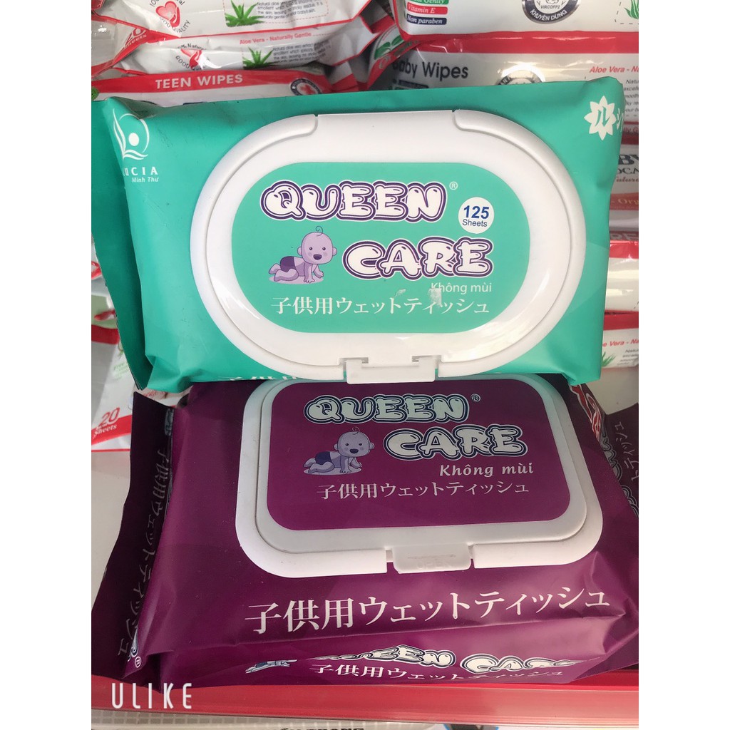 khăn ướt không mùi QUEEN CARE 125 tờ