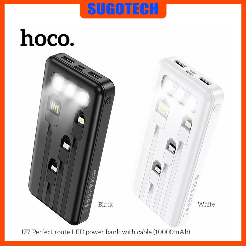 Sạc dự phòng HOCO J77 chính hãng có đèn Led siêu sáng, tích hợp 5 in 1 sạc tất cả các dòng máy IOS/Android