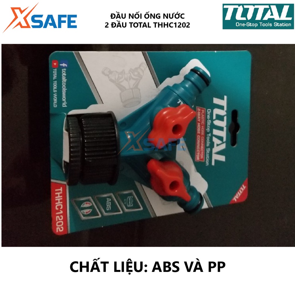 Đầu nối ống nước 2 đầu TOTAL THHC1202 Bộ chia 2 ống nước nút ngắt, nút xoay nhựa ABS và PP