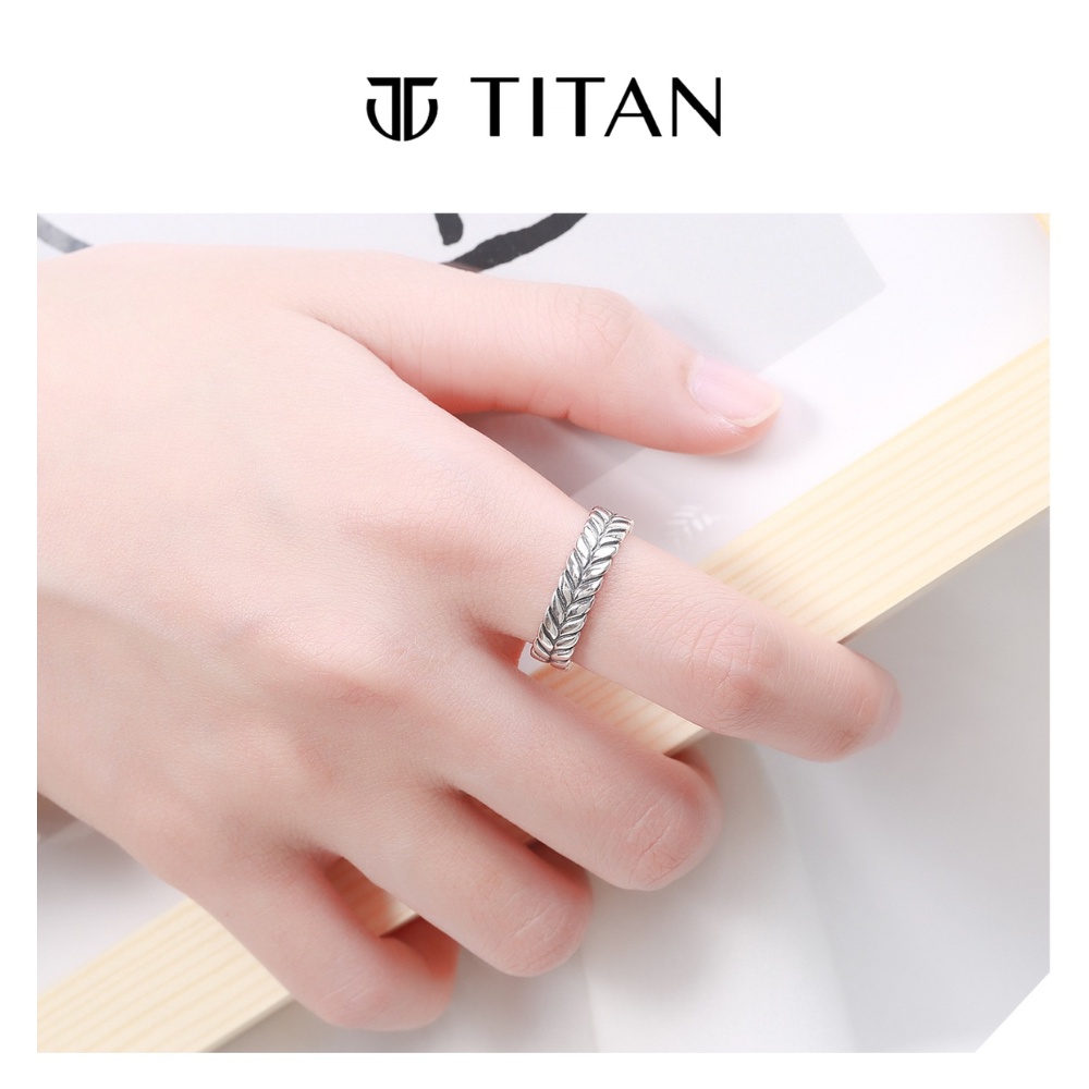 Nhẫn nam nữ họa tiết lá cây, nhẫn thời trang màu bạc 925 hiphop cá tính ring titan freesize không gỉ Titan Shop