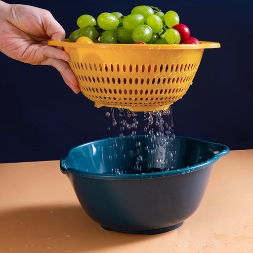 Bộ Rổ Nhựa Kèm Chậu 6 Món Cao Cấp - Tròn