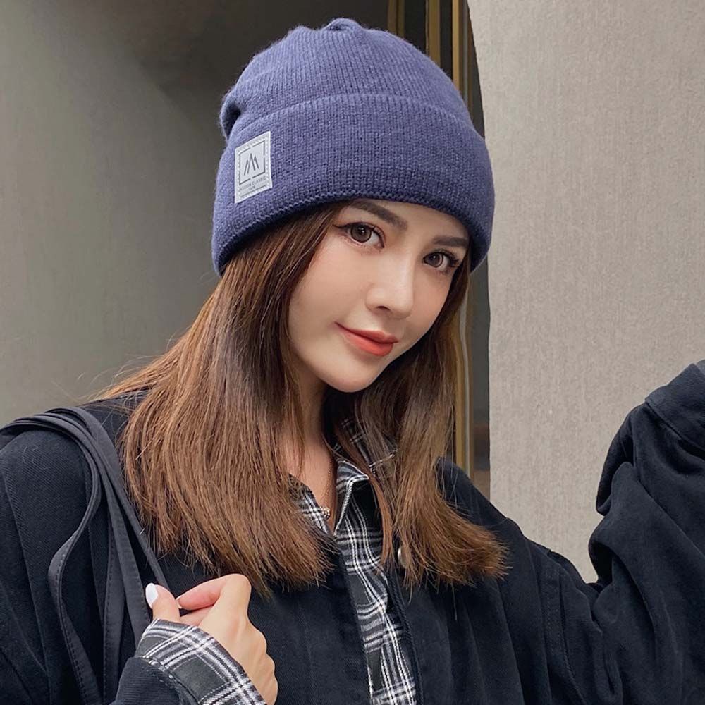 Mũ len dệt kim giữ ấm màu đông thời trang cho nam và nữ