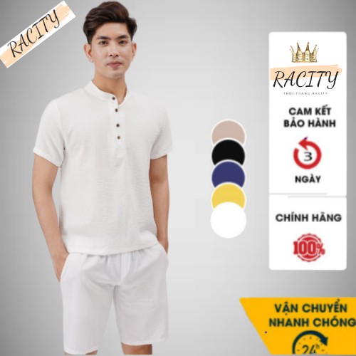 Bộ Đũi Nam Đồ Bộ mùa hè quần áo cộc tay đẹp cao cấp RACITY BD33