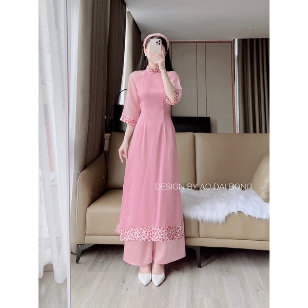 Áo dài nữ hoa nhí may sẵn làm bằng lụa ngọc trai dành cho nữ ( Chọn size phần mô tả) | BigBuy360 - bigbuy360.vn