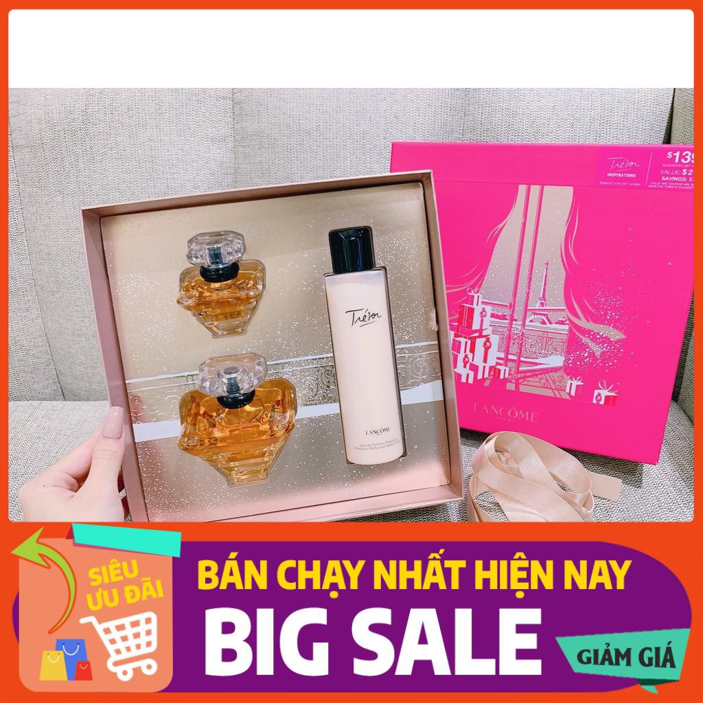 Set 3 món : Nước hoa Lancome Tresor EDP 100ml, NH 30ml, 1 kem dưỡng 200ml