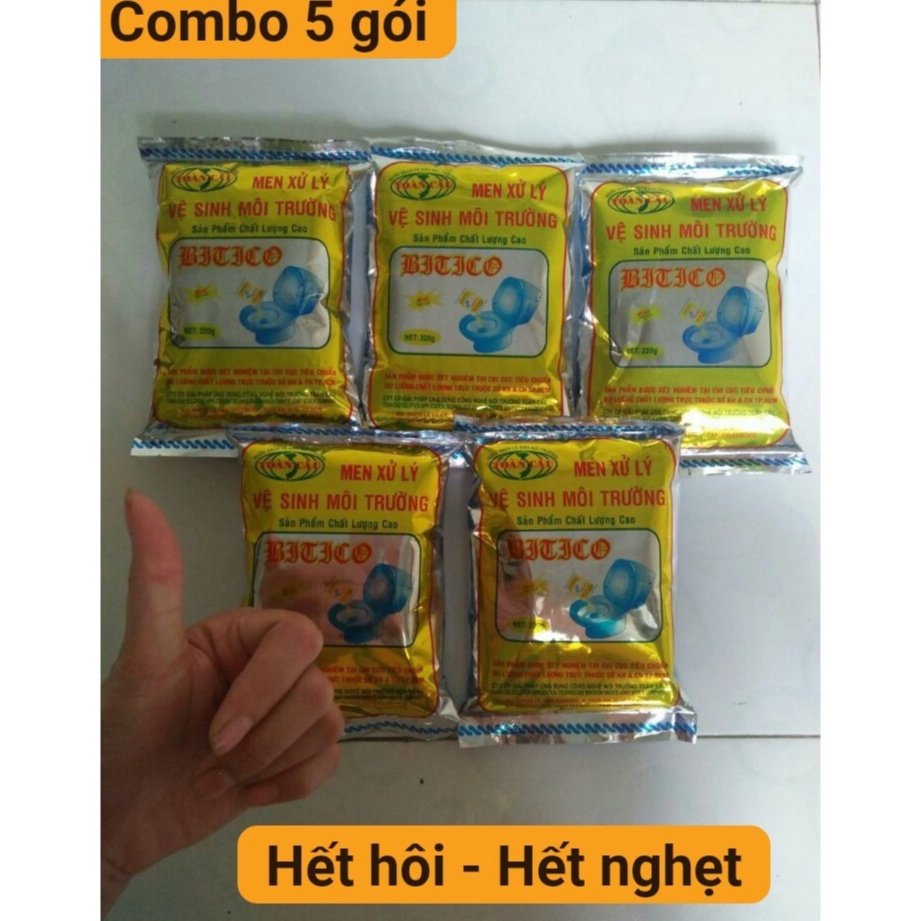 Combo 5 gói men vi sinh XỬ LÝ BỂ PHỐT + 3 gói Bột thông TẮC cống hiệu quả