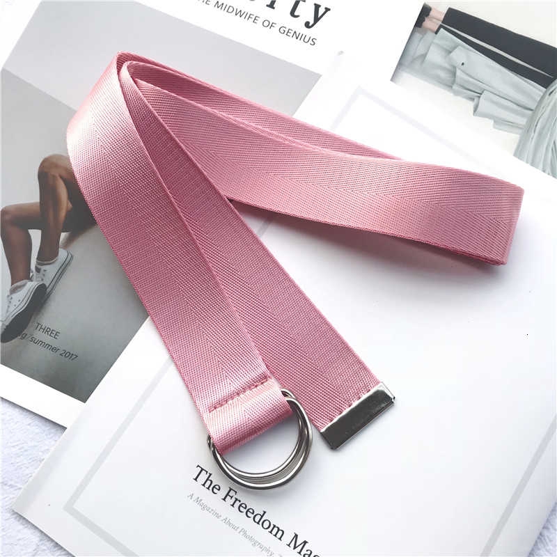 Dây thắt lưng canvas màu trơn có khóa vòng bản rộng phong cách Harajuku Hàn Quốc dành cho nữ